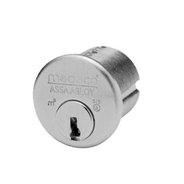 M3 Mortise Cylinder, Deadbolt 1-1/2, 6-Pin DL Keyway, Pinned, CT-Z02 Adams Rite Cam, Satin Ch